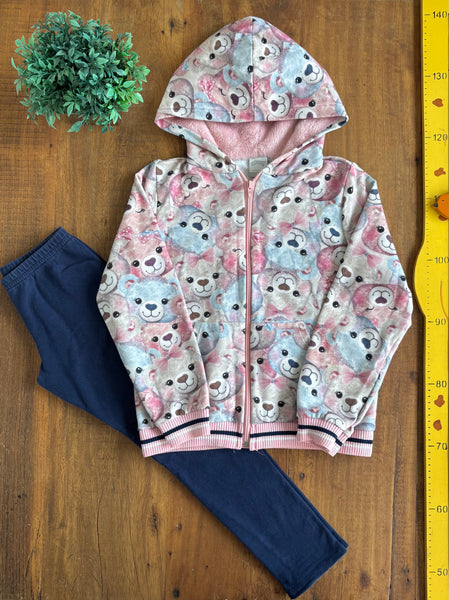 Conjunto Casaco Ursinho Gorro e Legging Alakazoo TAM 12 Anos