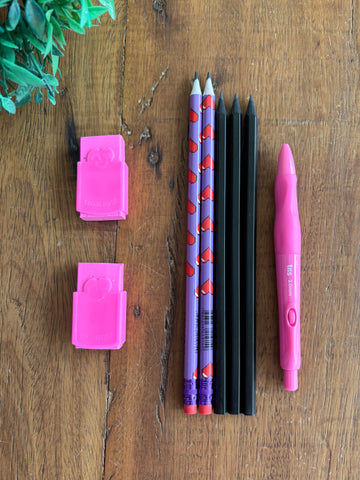 Kit Escolar Lapiseira, Borracha e Lápis 2HB NOVO Leo&Leo