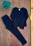 Conjunto Blusa Manga Longa e Legging Preta Coleritta TAM 6 Anos