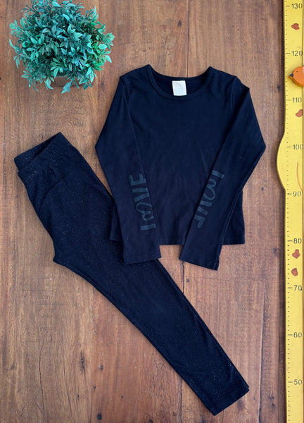 Conjunto Blusa Manga Longa e Legging Preta Coleritta TAM 6 Anos