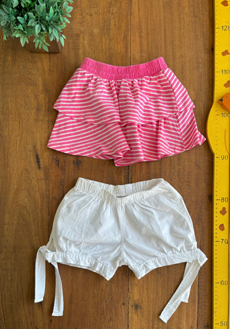 Kit Saia Rosa e Shorts Branca Ralakids TAM 2 Anos