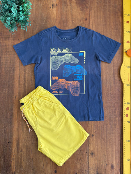 Conjunto Infantil Fuzarka Azul e Amarelo TAM 9-10 Anos