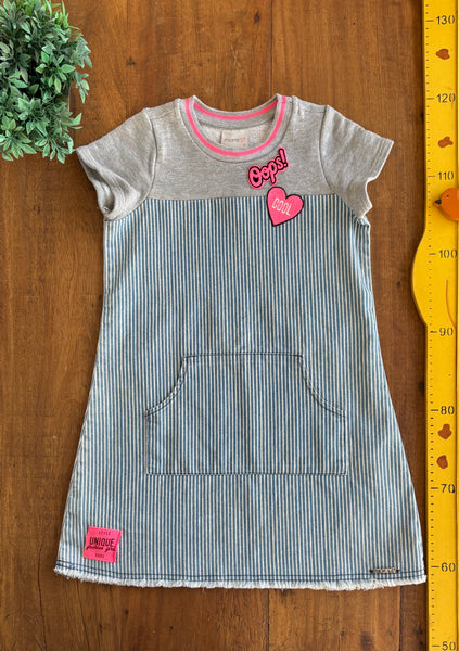 Vestido Momi Infantil Aplicação Patch Azul TAM 6 Anos