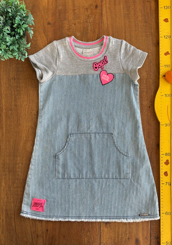 Vestido Momi Infantil Aplicação Patch Azul TAM 6 Anos
