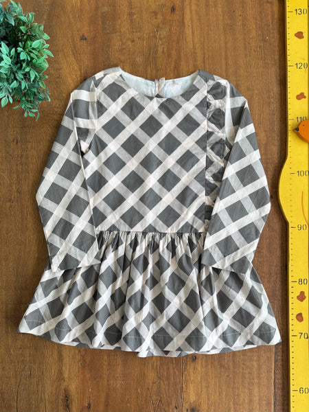 Vestido Manga Longa Xadrez Tricoline Tip Top TAM 4 Anos