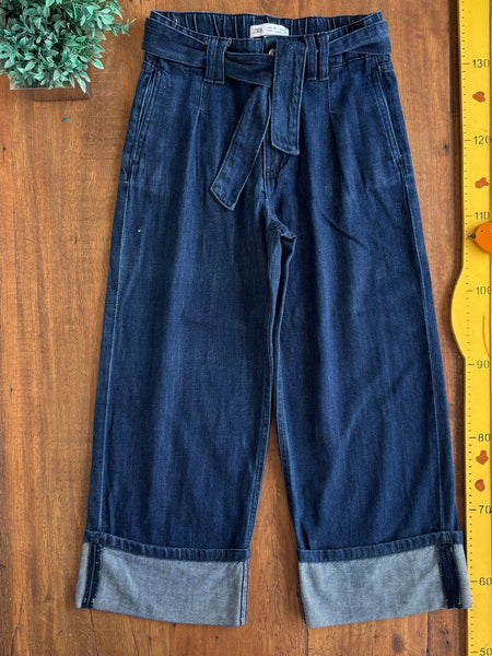 Calça Jeans Zara com Cinto Wide leg TAM 10 Anos 140 cm