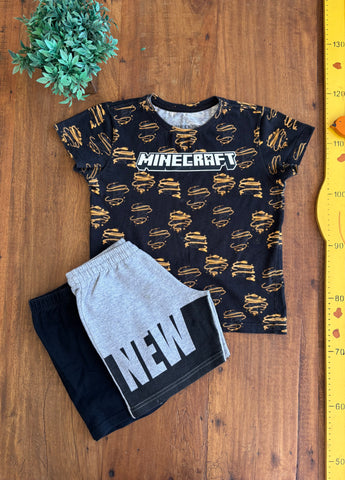 Conjunto Minecraft Camiseta e Short TAM 6 Anos