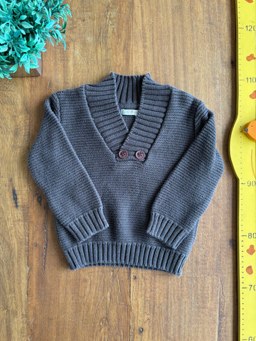 Blusa Frio Tricot Bebé Sueré Marrom TAM 2 Anos