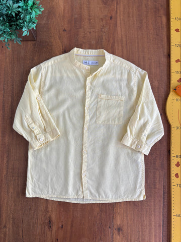 Camisa Infantil Zara Tecido Leve Amarela Gola Padre TAM 7 Anos 122 cm