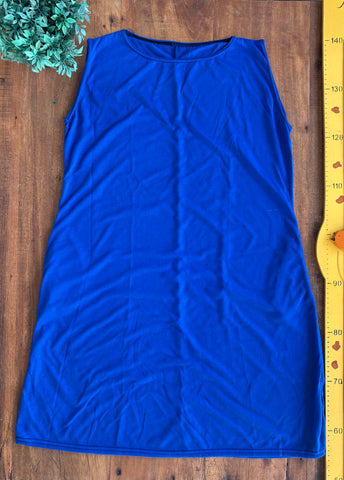 Vestido Azul Malha Bolsos TAM 13-14 Anos