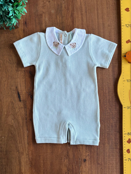 Romper Teddy Bear em Tricotil  Verde Jade Little Bloom TAM P (3 Mesess)