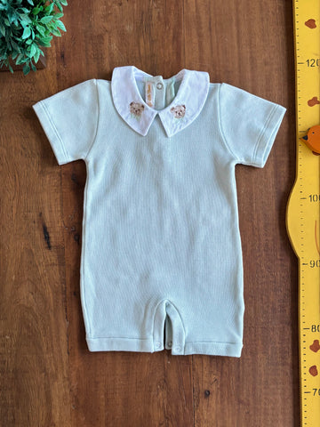 Romper Teddy Bear em Tricotil  Verde Jade Little Bloom TAM P (3 Mesess)