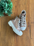 Tênis All Star Converse Lugged Lift Gliter Rosa Gold Platform TAM 28-29 US 12 18 cm