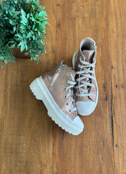 Tênis All Star Converse Lugged Lift Gliter Rosa Gold Platform TAM 28-29 US 12 18 cm