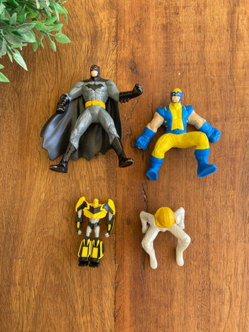 Bonecos Marvel Wolverine | Batman (14 cm ) e Transformer (7 cm)