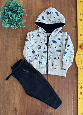 Conjunto Infantil Casaco Pool Kids e Calça Zara TAM 12 a 18 Meses