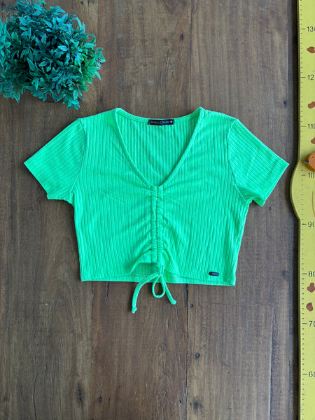 Blusa Juvenil Cropped Laço Neon Vanilla Cream TAM 14 a 16 Anos