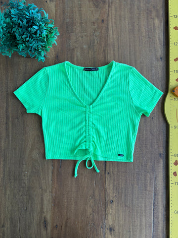 Blusa Juvenil Cropped Laço Neon Vanilla Cream TAM 14 a 16 Anos