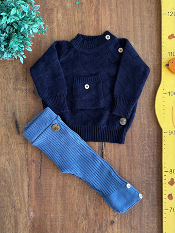 Suéter e Calça Canelada em Tricot BB Milk TAM P (1 a 4 Meses)