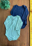 Kit 2 bodies Manga Longa verde e Azul TAM 2 Anos