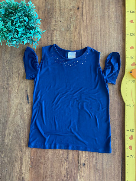 Blusa Le Petit Enfant Azul Strass  TAM 10 Anos