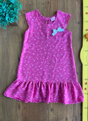 Vestido Infantil Duduka Corações Rosa | Usado TAM 8 Anos