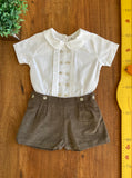 Conjunto Infantil Upiá Camisa e Shorts Veludo Cotelê TAM G