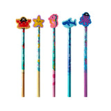 Kit Escolar 5 Lápis 2HB Donuts, 1 Lápis Topo Aqua, 1 Caneta Apagável Unicórnio 2 Borrachas Gliter  NOVO Tris KIT15