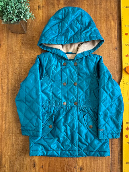 Jaqueta Infantil London Fog Matelassê Azul Turquesa Peluciada TAM 6 Anos