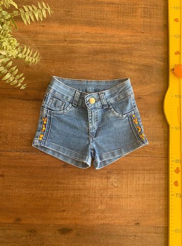 Shorts Jeans Lateral Pedras Lado B TAM 10 Anos