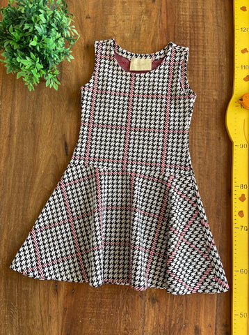 Vestido Infantil Estampa Pied de Poule Preto Two In TAM 8 Anos