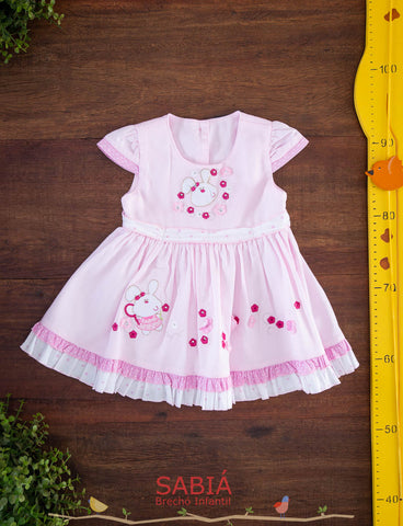 Vestido Bebe Rosa Coelhinha Cattai TAM M