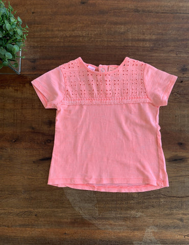 Camiseta com Detalhes Rosa Zara TAM 9 a 12 Meses