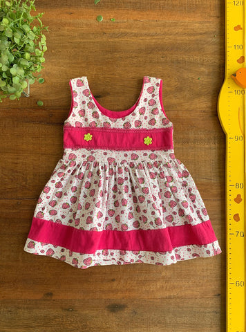 Vestido Morango Rosa TAM 9 Meses