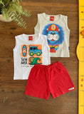 Kit 2 Camisetas Regatas (Kyly) e Shorts Vermelho (Ganababy) TAM M