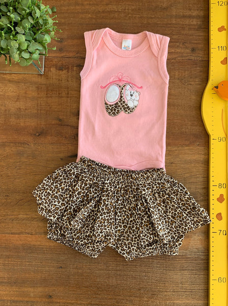 Conjunto Shorts Saia e Ragata Bailarina Chik Chik Baby TAM M