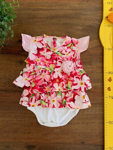 Vestido Body Flores Mulekis Baby | Usado| Bebe TAM 6 Meses