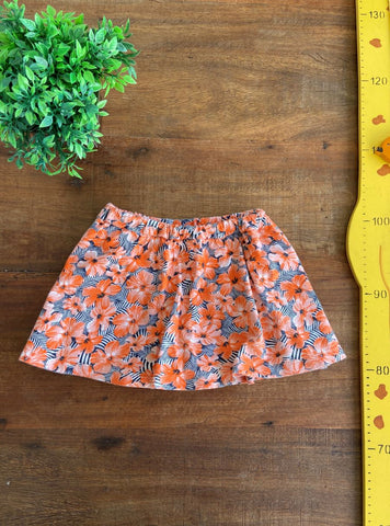 Shorts Saia Malha Florido Laranja TAM 6 Anos