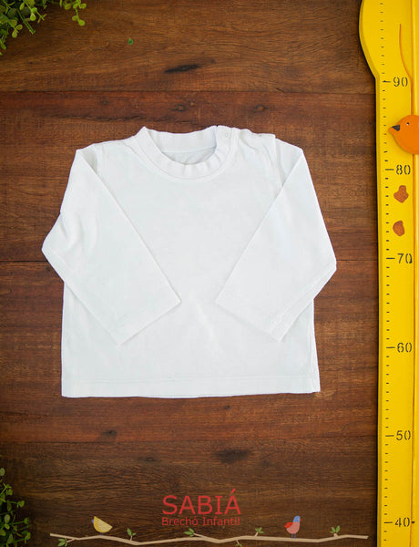 Camiseta Branca Manga Longa TAM 6 Meses
