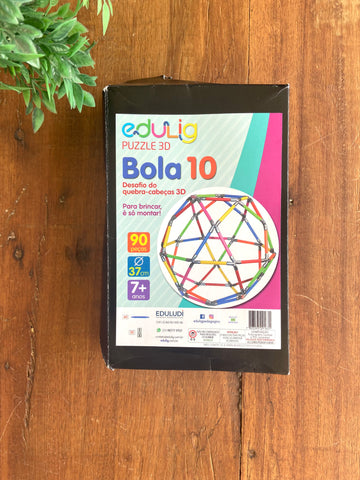 Quebra-cabeça Edulig Puzzle 3D Bola 10 - 90 peças e conexões - 6 cores - Edulig