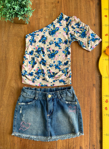 Conjunto Saia Jeans Marmelada TAM 10 Anos