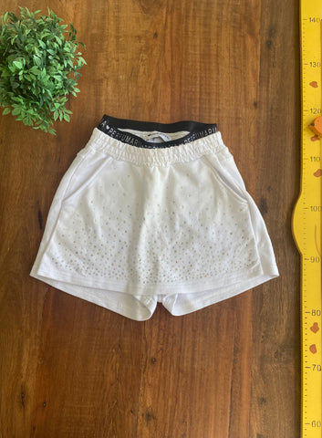 Shorts Moletinho Branco Cristais Perfumaria TAM 12 Anos