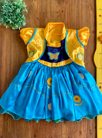 Fantasia Vestido Princesa Azul e Amarelo Coletinho | Usado TAM 4 a 6 Anos