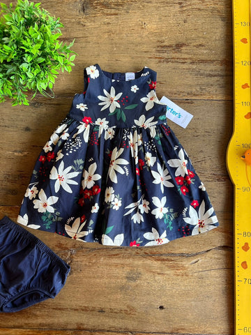 Vestido Infantil Azul Floral Carter’s Novo com Etiquetas | Bebe TAM 9 Meses