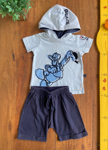 Conjunto Camiseta Gorro Disney e Shorts Malha TAM 3 a 6 Meses