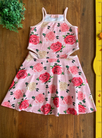 Vestido Rosas Pedras Pituchinhus TAM 12 Anos