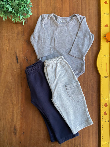Kit 2 Calças Moletom e Body Teddy Boom TAM 3 a 6 Meses