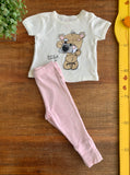 Conjunto Camiseta Urso e Calça Rosa Teddy Boom TAM 3 a 6 Meses