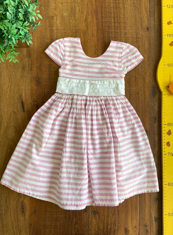 Vestido Listras Rosa com Forro Domitila TAM 2/3 Anos